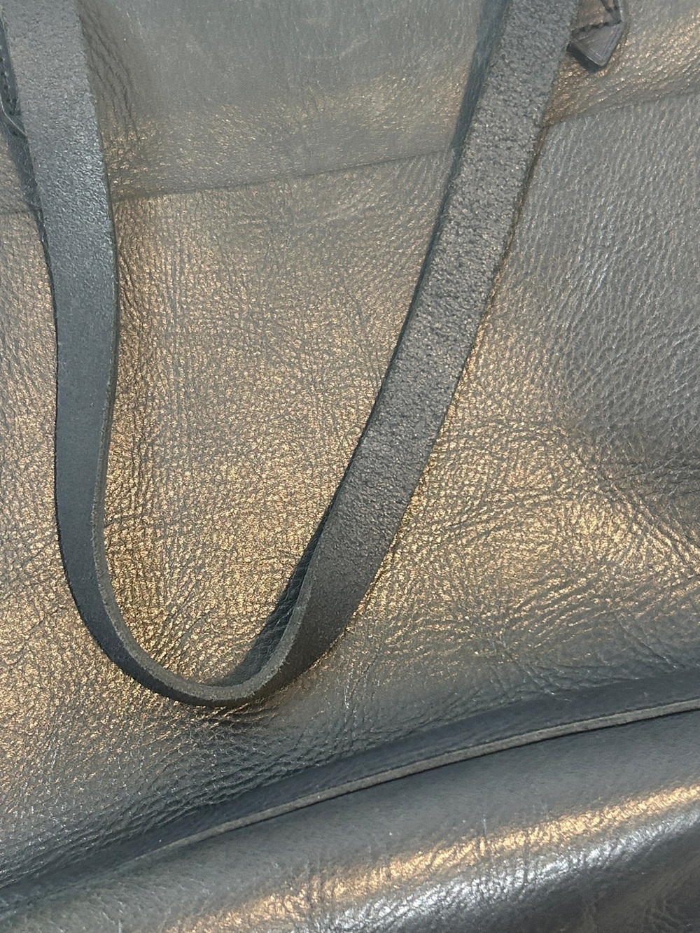 Madewell Deep Teal Leather Tote with Striped Canvas Strap - Picture 11 of 11